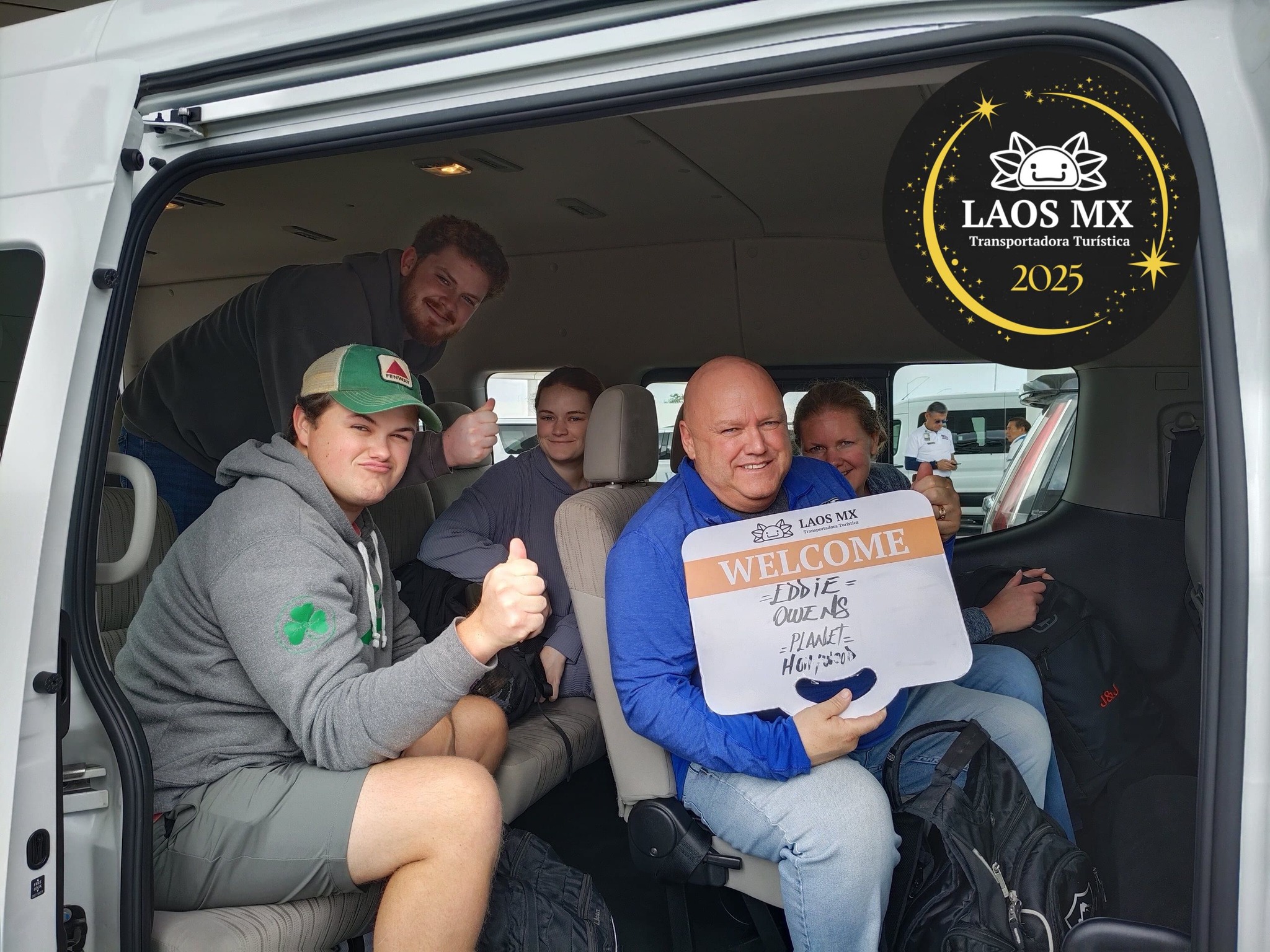 Guests inside the van welcomed by LAOS MX